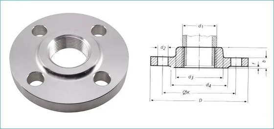 ASME B16.5 Penempaan A105N Mengangkat Baja Karbon NPT / BSPT Flange Berulir