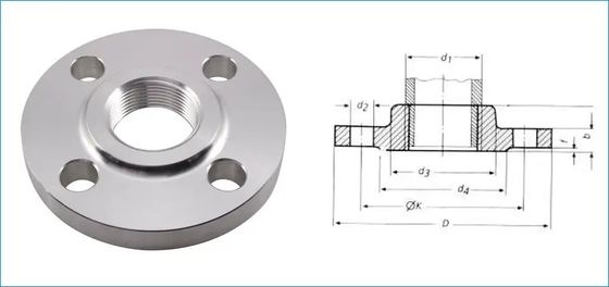 Penempaan A105N Mengangkat Wajah Baja Karbon NPT / BSPT Threaded Flange ASME B16.5